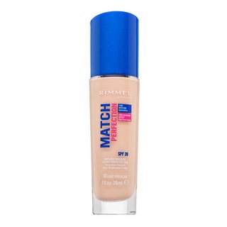 Rimmel London Match Perfection 24HR SPF20 Foundation течен фон дьо тен за уеднаквена и изсветлена кожа 010 Porcelain 30 ml