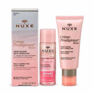 Nuxe Creme Prodigieuse Boost комплект за грижа за лице Multi Correction Silky Cream   Very Rose 3-in-1 Soothing Micellar Water 40 ml   40 ml