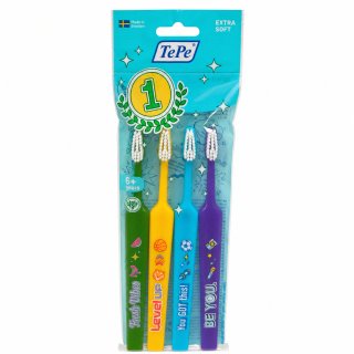 TePe Kids четка за зъби Toothbrush 4 pcs Extra Soft