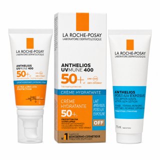 La Roche-Posay ANTHELIOS комплект за перфектен тен UVMUNE 400 Hydrating Cream SPF 50   After-Sun Milk 50 ml   75 ml