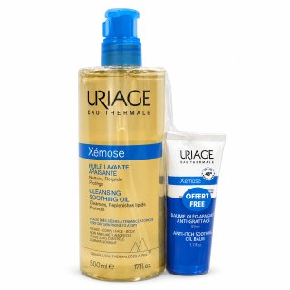 Uriage Xémose комплект за грижа за лице Cleansing Soothing Oil + Anti-Itch Soothing Oil Balm 500 ml + 50 ml