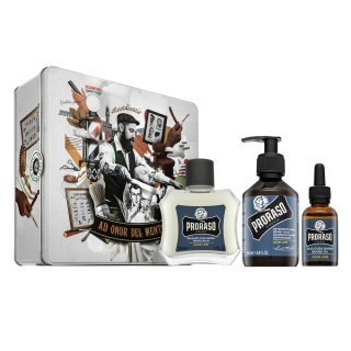 Proraso подаръчен комплект Azur Lime Metal Box Beard Care 200 ml   100 ml   30 ml