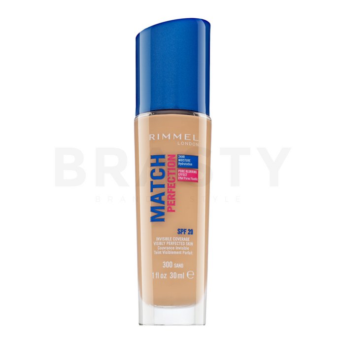 Rimmel London Match Perfection 24HR SPF20 Foundation течен фон дьо тен за уеднаквена и изсветлена кожа 300 Sand 30 ml