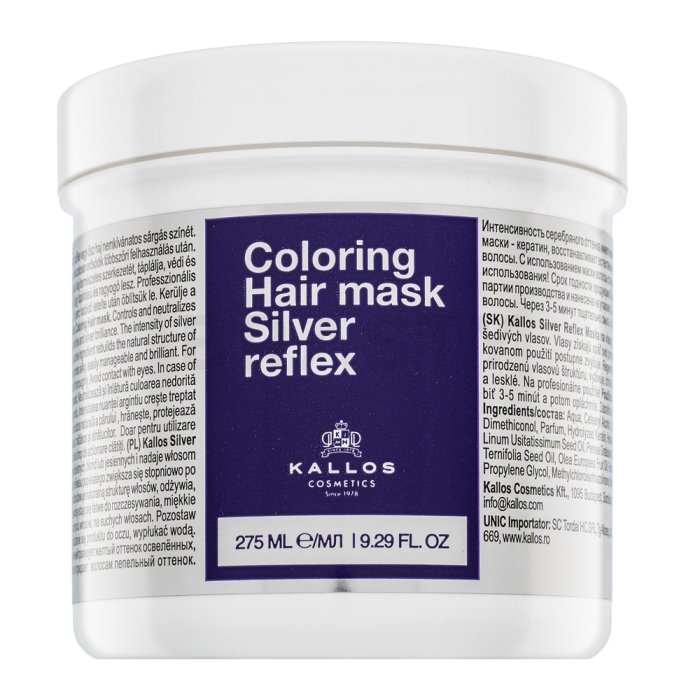 Kallos Silver Reflex Hair Mask Неутрализираща маска за платинено руса и сива коса 275 ml