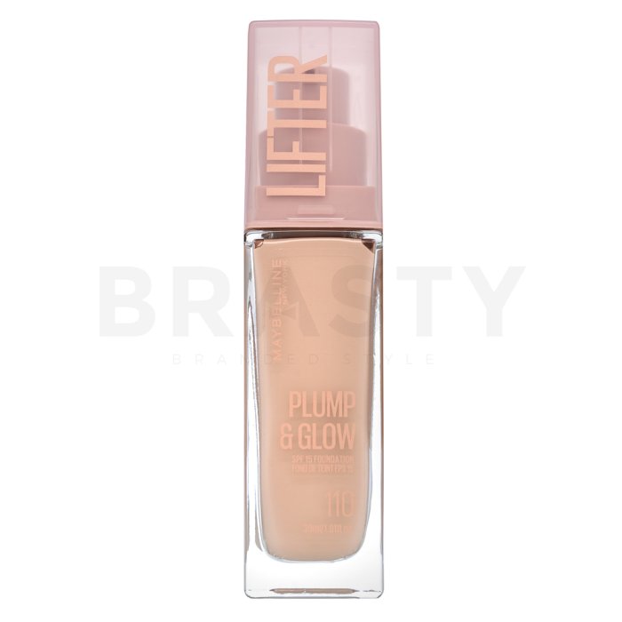 Maybelline Lifter Plump & Glow SPF 15 Foundation течен фон дьо тен за уеднаквена и изсветлена кожа 110 30 ml