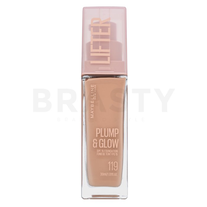 Maybelline Lifter Plump & Glow SPF 15 Foundation течен фон дьо тен за уеднаквена и изсветлена кожа 119 30 ml
