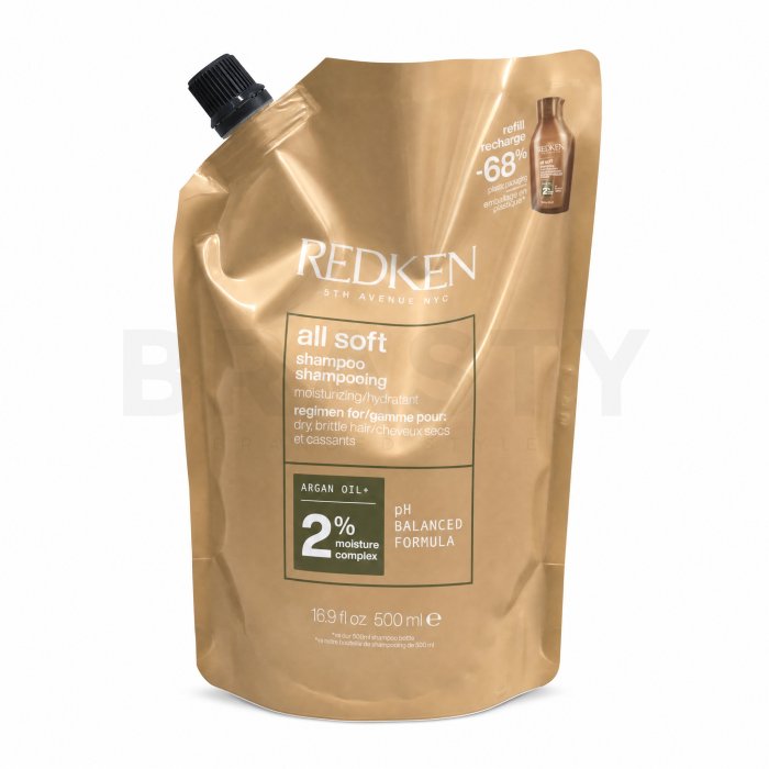 Redken All Soft Shampoo подхранващ шампоан за суха и непокорна коса Refill 500 ml