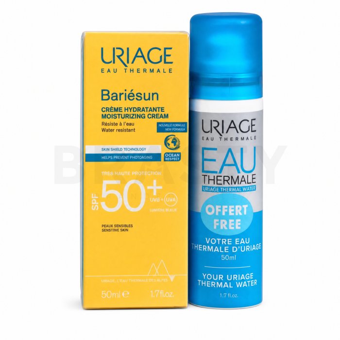 Uriage Bariésun комплект за перфектен тен Moisturising Cream SPF 50+ + Eau Thermale Thermal Water 2 x 50 ml