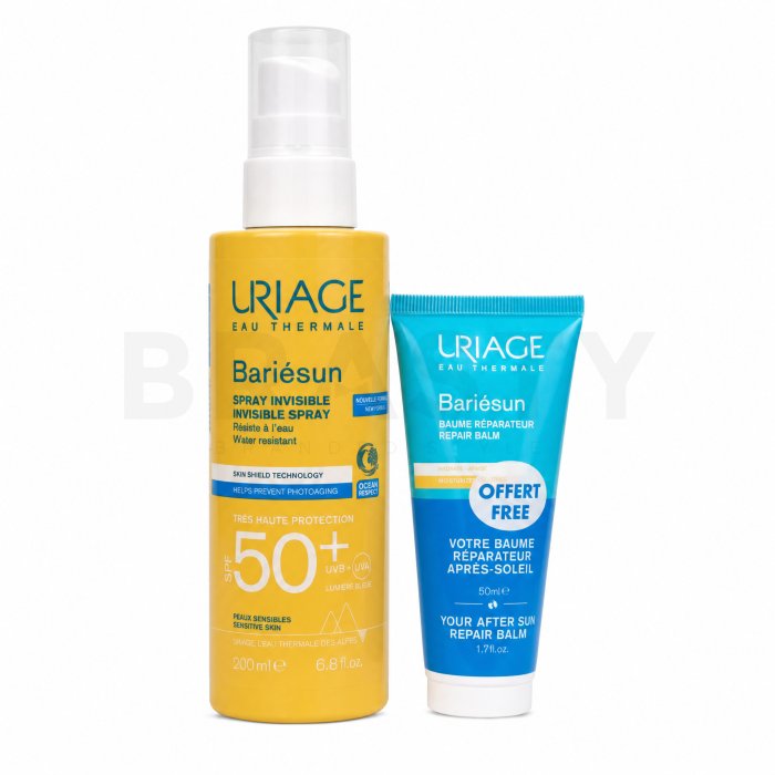 Uriage Bariésun комплект за перфектен тен Invisible Spray SPF 50+ + After Sun Repair Balm 200 ml + 50 ml