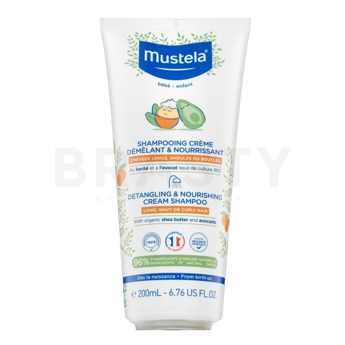 Mustela Bébé Detangling & Nourishing Cream Shampoo подхранващ шампоан за деца 200 ml