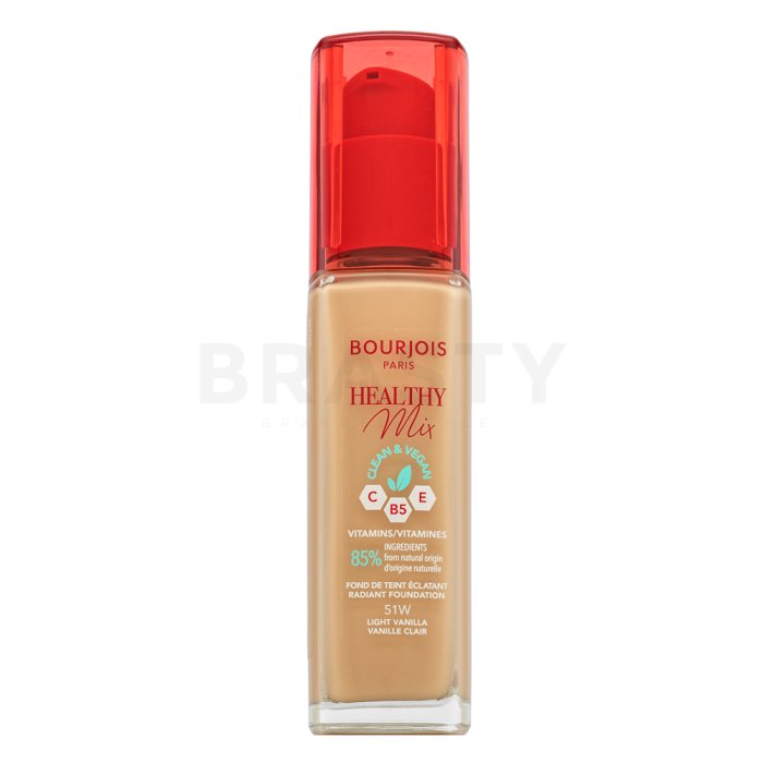Bourjois Healthy Mix Clean & Vegan Radiant Foundation течен фон дьо тен за изравняване тена на кожата 51W Light Vanilla 30 ml