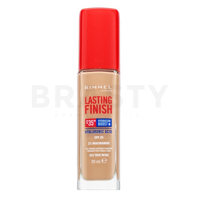 Rimmel London Lasting Finish 35HR SPF20 Full Coverage Lightweight Foundation дълготраен фон дьо тен за изравняване тена на кожата 203 30 ml